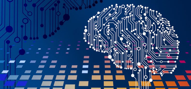 a computer circuit board with a brain on it